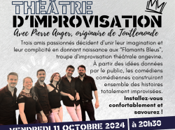 Théâtre d’improvisation le 11 octobre. Pensez à réserver.