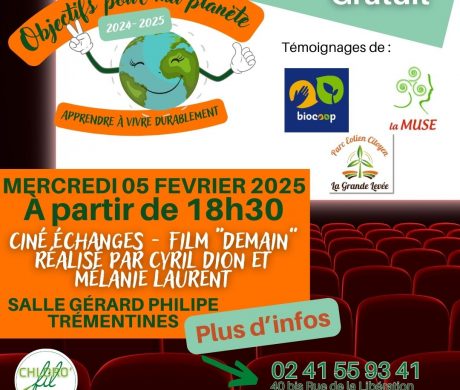 OBJECTIFS POUR MA PLANETE – CINE ECHANGE AUTOUR DU FILM ” DEMAIN ” – MERCREDI 5 FEVRIER à 18h30