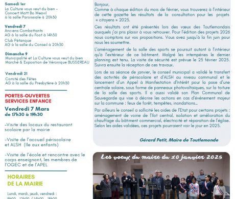 VOTRE GAZETTE DE FEVRIER 2025