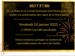 INVITATION AUX VOEUX DU MAIRE – VENDREDI 10 JANVIER 2025 A 19H30