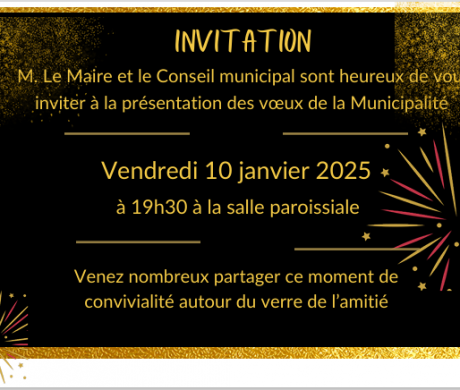 INVITATION AUX VOEUX DU MAIRE – VENDREDI 10 JANVIER 2025 A 19H30